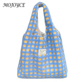 Waffle Plaid Top-handle Bag Casual Tote Shopping Large Street Travel Ladies