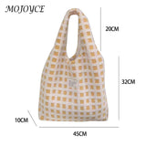 Waffle Plaid Top-handle Bag Casual Tote Shopping Large Street Travel Ladies