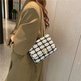 Vintage Flap Shoulder Bag for Women Small Plaid Handbag