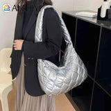 Quilted Crossbody Bag Large Capacity Lattice Pattern Casual