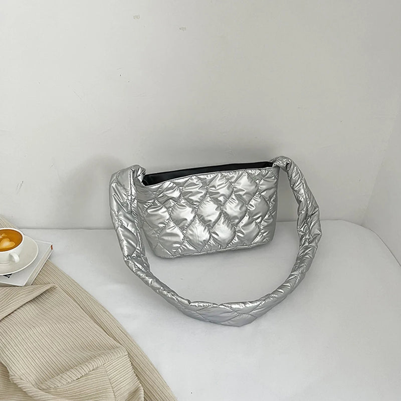 Women Crossbody Bag Quilted Rhombic Lattice Underarm Bag