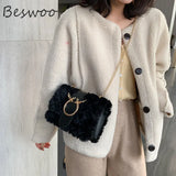 Plush Deer Crossbody Bag Chain Flap Small Square Bags for Women