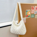 Plush Messenger Bag Solid Rhombus Pattern for Travel