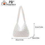 Soft Plush Messenger Bag Solid Rhombus Pattern Lady Satchel