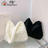 Soft Plush Messenger Bag Solid Rhombus Pattern Lady Satchel