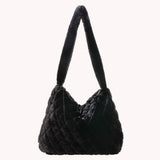 Plush Messenger Bag Solid Rhombus Pattern for Travel