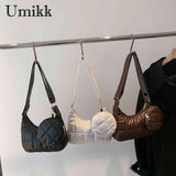 Quilted Cotton-Padded Shoulder Bag with Small Round Purse