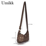 Quilted Cotton-Padded Shoulder Bag with Small Round Purse