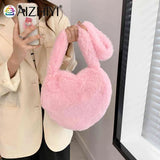 Heart Shape Plush Tote Bag for Women