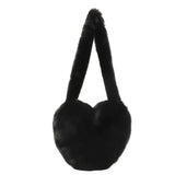 Women Tote Bag Love Heart Plush Shoulder Handbags Soft Fluffy Purses