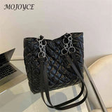 Quilted Cotton Tote Bag Chain Solid Travel Satchel