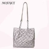 Quilted Cotton Tote Bag Chain Solid Travel Satchel
