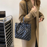 Quilted Padded Tote Bag Solid Travel Satchel