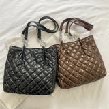 Quilted Padded Tote Bag Solid Travel Satchel