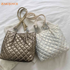 Quilted Padded Tote Bag Solid Travel Satchel