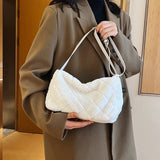 Autumn Winter Women's Plush Rhombus Crossbody Bag Soft Shoulder Bag