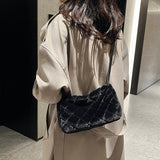 Autumn Winter Women's Plush Rhombus Crossbody Bag Soft Shoulder Bag