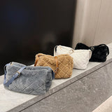 Autumn Winter Women's Plush Rhombus Crossbody Bag Soft Shoulder Bag