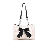 Women's Chain Shoulder Bag Casual Bowknot Canvas Handbag