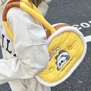 Cartoon Retro Food Plush Cake Shoulder Bag for Women