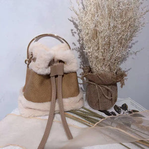 Plush Shoulder Bag Net Red Bucket Bag Mini Messenger Bag