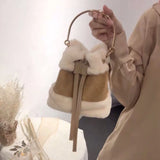 Plush Shoulder Bag Net Red Bucket Bag Mini Messenger Bag