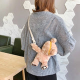 Autumn Winter Small Bag Girl Japanese Soft Plush Bear Diagonal Shoulder Bag