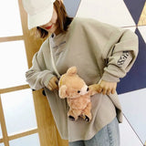 Autumn Winter Small Bag Girl Japanese Soft Plush Bear Diagonal Shoulder Bag
