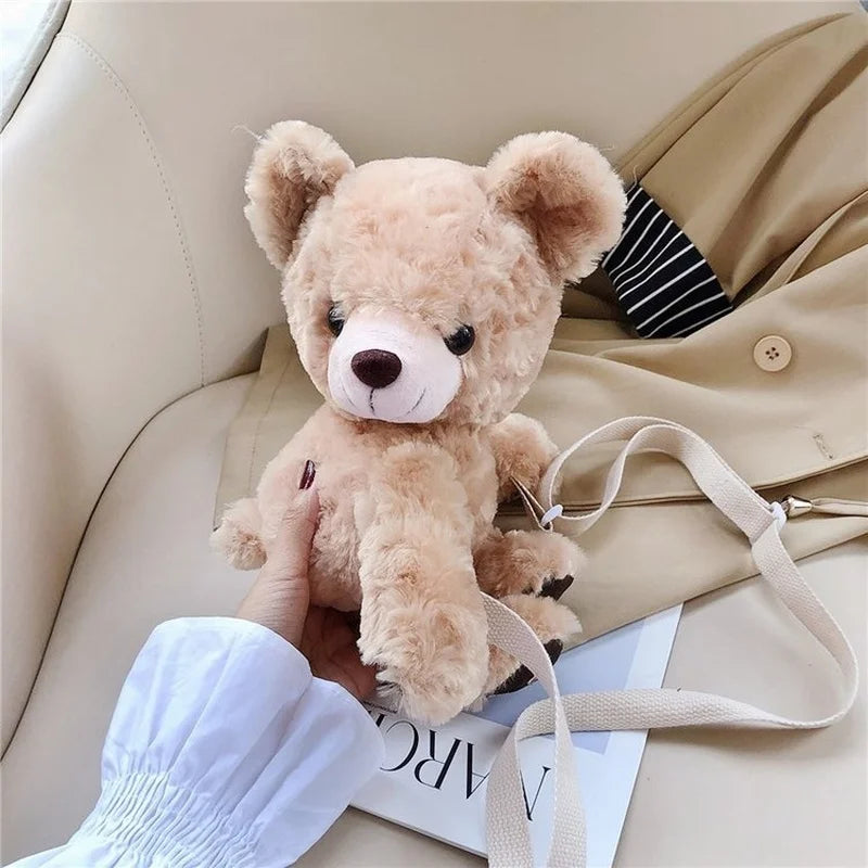 Autumn Winter Small Bag Girl Japanese Soft Plush Bear Diagonal Shoulder Bag