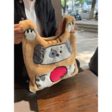 Cartoon Dalmatians Rabbit Plush Handbag Girl Storage Bag