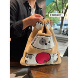Cartoon Dalmatians Rabbit Plush Handbag Girl Storage Bag
