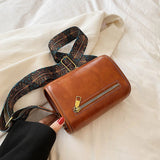 Wide Shoulder Bag Solid PU Messenger Bag Wallet