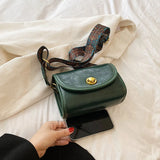 Wide Shoulder Bag Solid PU Messenger Bag Wallet