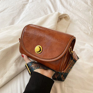 Wide Shoulder Bag Solid PU Messenger Bag Wallet