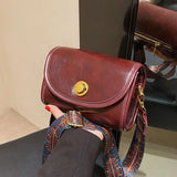 Wide Shoulder Bag Solid PU Messenger Bag Wallet