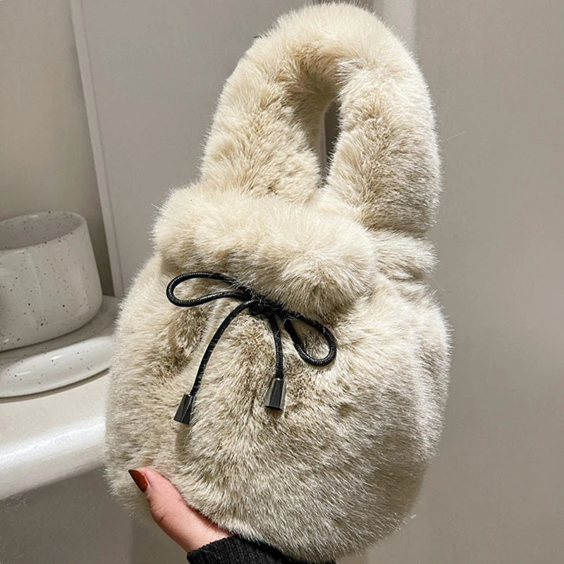 Plush Shoulder Bag Women's Messenger Bag Portable Fur Bag