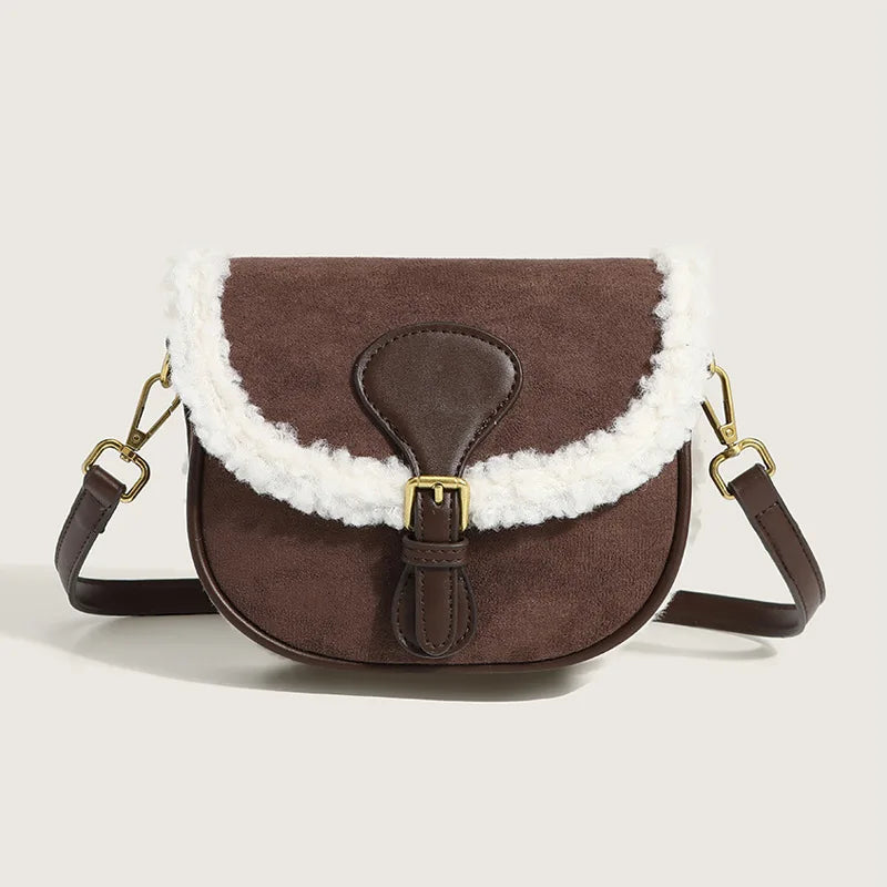 Autumn Winter Plush Bag Retro Lamb Hair Shoulder Crossbody Handbag