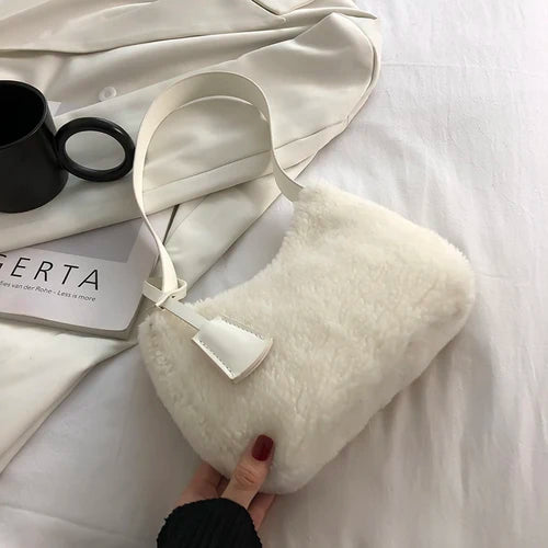 Autumn Winter Lamb Wool Bag Women's Single Shoulder Plush