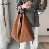 Soft Leather Tote Bag Large Capacity Shoulder Bag Lady Bag Minimalist Casual