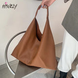 Soft Leather Tote Bag Large Capacity Shoulder Bag Lady Bag Minimalist Casual