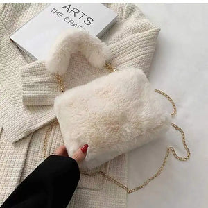 Plush Chain Messenger Bag Small Square Bag Hair Bag
