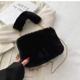 Plush Chain Messenger Bag Small Square Bag Hair Bag