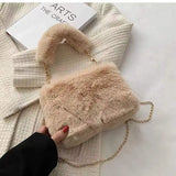 Plush Chain Messenger Bag Small Square Bag Hair Bag