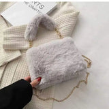 Plush Chain Messenger Bag Small Square Bag Hair Bag