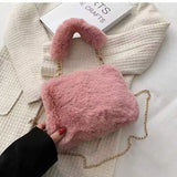 Plush Chain Messenger Bag Small Square Bag Hair Bag