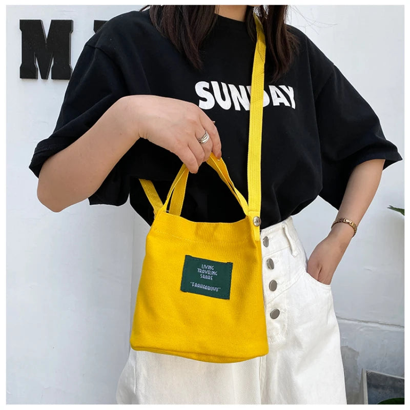 Autumn Canvas Shoulder Bag Solid Mini Bag Messenger Handbag