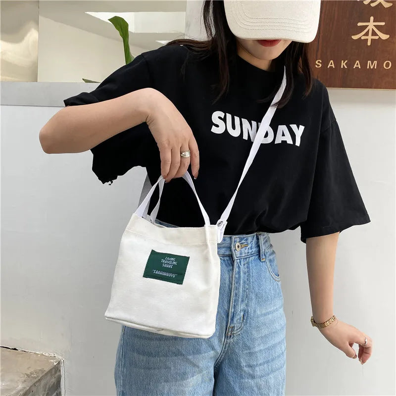 Autumn Canvas Shoulder Bag Solid Mini Bag Messenger Handbag