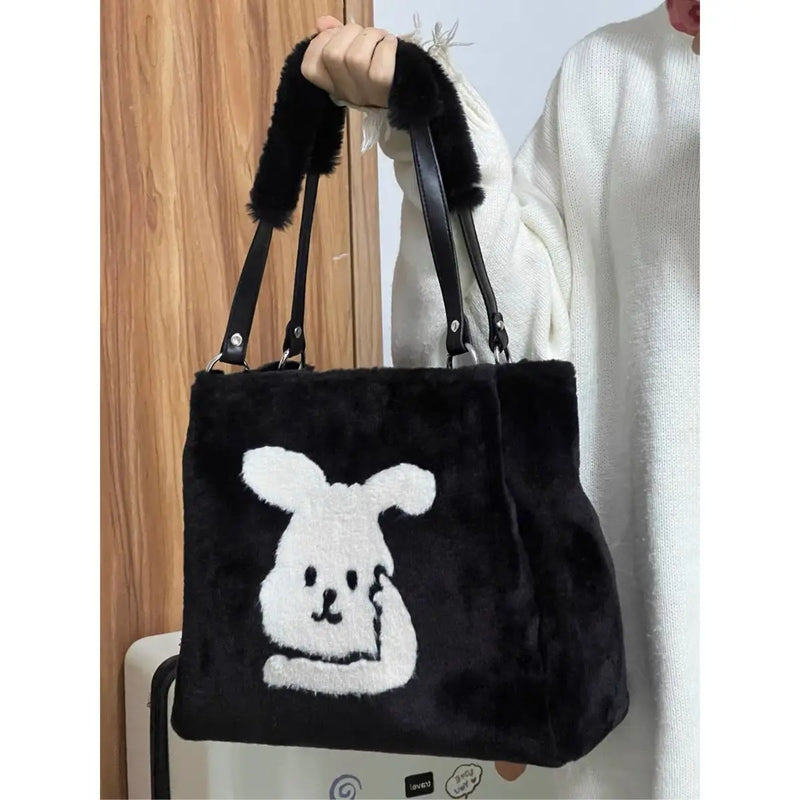 Plush Rabbit Shoulder Bag Large Capacity Women Handbags