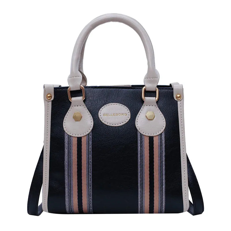 Striped Women's Shoulder Bag Travel Briefcase Handle Sling Strap R