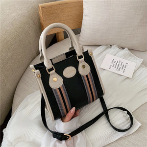 Striped Women's Shoulder Bag Travel Briefcase Handle Sling Strap R